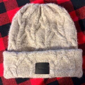 All Saints Beige Cable Knit Beanie